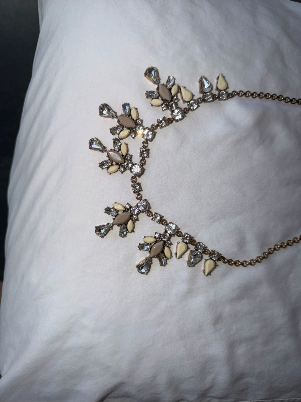 J Crew Statement Crystal and Cream Bib Necklace - Women Jewelry